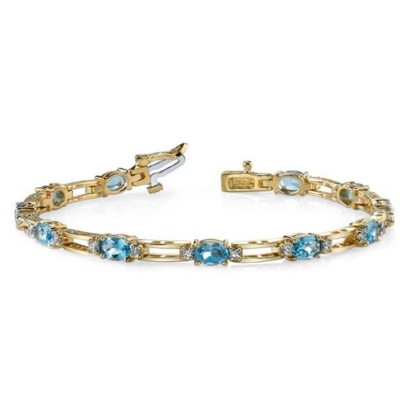 14K yellow gold colored stone tennis bracelet. Available with the gemstone of your choice.