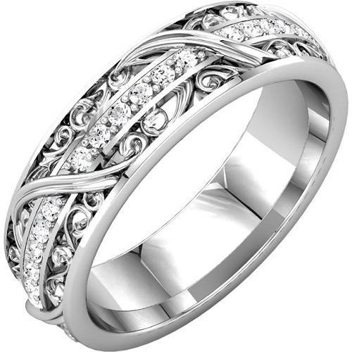 Sculptural 14K white gold eternity band.